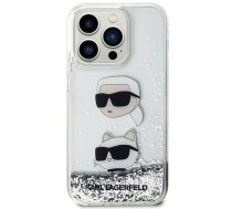 Karl Lagerfeld Klhcp14xldhkcns Case For iPhone 14 Pro Max 6.7" - Silver Liquid Glitter Karl&choupette Heads