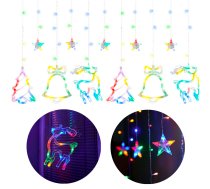 LED gaismas aizkars ar ziemeļbriežiem 2,5m 138LED 8 režīmi IP44, daudzkrāsains