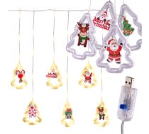 LED gaismas aizkars ar Ziemassvētku figūriņām 3m 125 LED, silti balts - LED curtain, Christmas lights