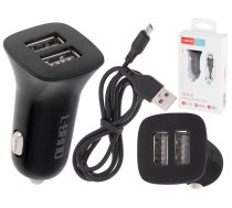 L-Brno Auto Lādētājs Dual Usb + Micro Melns