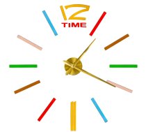 Līmējams sienas pulkstenis DIY 100-120 cm, krāsains ar zelta rādītājiem - wall clock, adhesive clock, DIY clock