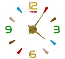 DIY sienas pulkstenis, uzlīmējams, 80-90 cm, zelta/krāsains - DIY wall clock, adhesive clock, colorful wall clock