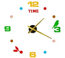 DIY sienas pulkstenis, uzlīmējams, 80-90 cm, zelta rādītāji, krāsains - wall clock, DIY clock, adhesive clock