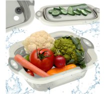 Saliekama silikona bļoda / griešanas dēlis / izlietne 4in1 5.5L, balta/pelēka - collapsible bowl, silicone bowl