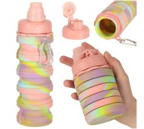 Saliekama silikona ūdens pudele 500 ml, BPA Free, varavīksnes krāsā - collapsible water bottle, silicone bottle