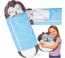 Bērnu tūrisma guļammaiss ar spilvenu 2in1 125x50cm, zils - kids sleeping bag, travel sleeping bag
