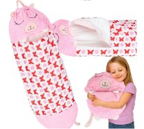 Bērnu tūrisma guļammaiss ar spilvenu 2in1 125x50cm, rozā - kids sleeping bag, travel sleeping bag