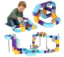 Magnētiskie konstruktori - sacīkšu trase ar auto, 129 detaļas - magnetic blocks, building blocks for kids