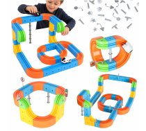 Magnētiskais konstruktors - sacīkšu trase un vilcieni, 100 detaļas - magnetic building blocks, racing track
