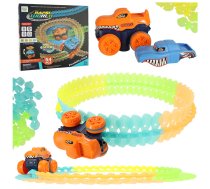 Gaismuļu sacīkšu trase ar mašīnu, 54 detaļas l Glow-in-the-Dark Racing Track with Car, 54 Pieces