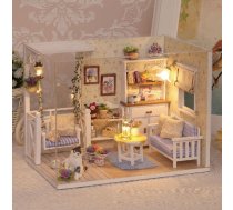 Koka DIY Leļļu Istaba Retro Stilā ar Mēbelēm Konstruktors LED| Wooden Retro Dollhouse Room DIY Model with Furniture