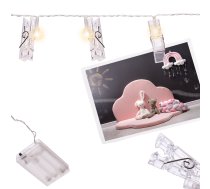 LED Gaismas Virtene Knaģi Fotogrāfijām 10 Lampiņas, Silti Balts | Clothespins Photo Clips String Lights, Warm White