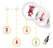 LED logu gaismas aizkars ar zvaigznēm un figūriņām 3 m 125 LED, silti balts - LED curtain lights, Christmas lights