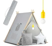 Nukido bērnu telts ar LED lampiņu, pelēka - kids tent, Nukido tent, play tent