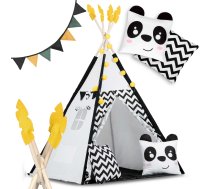 Bērnu Telts Tipi Vigvams ar Virteni un Gaismām Nukido, Balta-melna | Baby Tipi Tent Wigwam with Garland