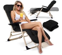 Saliekams dārza zvilnis ar spilvenu Sofotel Chillwell, melns - garden sun lounger, folding lounger, reclining chair