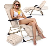 Sofotel Chillwell saliekams dārza zvilnis ar spilvenu, bēšs - garden sun lounger, folding lounger, lounge chair