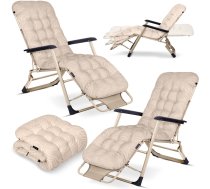 Sofotel Chillwell saliekams dārza zvilnis ar spilvenu, 2 gab., bēšs - garden sun lounger, folding lounger