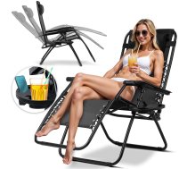 Sofotel Chillwell saliekams dārza zvilnis ar spilvenu, melns - garden lounger, folding lounger, lounger with cushion