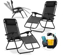 Sofotel Chillwell saliekams dārza zvilnis ar spilvenu, 2 gab., melns - garden sun lounger, folding lounger