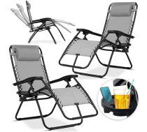 Sofotel Chillwell saliekams dārza zvilnis ar spilvenu, 2 gab., pelēks - garden lounger, folding lounger