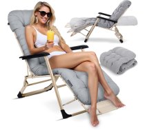 Sofotel Chillwell saliekams dārza zvilnis ar spilvenu, gaiši pelēks - garden sun lounger, folding lounger