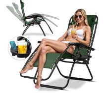 Sofotel ChillWell saliekams dārza zvilnis ar spilvenu, zaļš - garden lounger, folding lounger, lounger with cushion