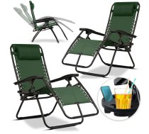 Sofotel Chillwell saliekams dārza zvilnis ar spilvenu, 2 gab., zaļš - garden sun lounger, folding lounger