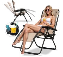 Sofotel Chillwell saliekams dārza zvilnis ar spilvenu, bēšs - garden lounger, folding lounger, relaxation chair