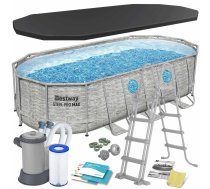 Bestway Power Steel karkasa baseins ar logiem, 549 x 274 x 122 cm - frame pool, Bestway pool, large garden pool