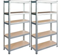Humberg HR-812 metāla noliktavas plauktu komplekts, 2 gab., 180x90x40 cm - metal shelving, storage shelves