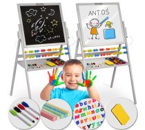 Ricokids abpusēja magnētiskā un krīta tāfele bērniem, pelēka - kids board, magnetic board, chalk board