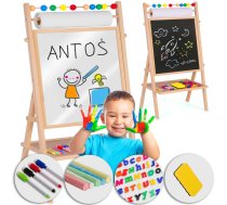 Ricokids abpusēja magnētiskā un krīta tāfele bērniem ar piederumiem - kids board, magnetic board, chalkboard