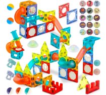 Ricokids RK-763 magnētiskie klucīši ar apgaismojumu, 70+ detaļas - magnetic blocks, building set for kids, marble run