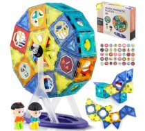 Ricokids RK-769 magnētiskie klucīši ar karuseli, 70+ detaļas - magnetic blocks, kids building set, educational toys