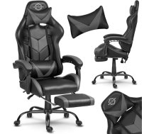 Spēļu krēsls Sofotel Cerber ar kāju balstu, melni pelēks - gaming chairs, gaming chair, ergonomic gaming chair