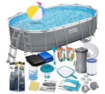 Bestway 56448 Power Steel karkasa baseins 488x305x107 cm, 18-in-1 komplekts - frame pool, bestway pool