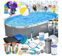 Bestway 56448 Power Steel karkasa baseins 488x305x107 cm ar piederumiem - frame pool, Bestway pool, large pool