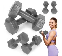Sešstūra hanteles ModernHome 2×1 kg fitnesam, pelēkas