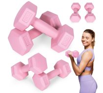 ModernHome sešstūra hanteles komplekts 2×1 kg fitnesam, rozā