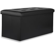 Stepēts pufs ar mantu kasti 80x40 cm, melns - ottomans and benches, storage ottoman, folding ottoman