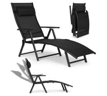 Multigarden ZRL020 BLACK saliekams dārza zvilnis, melns - garden lounger, folding lounger, beach chair
