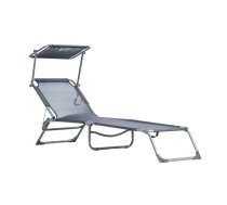 MultiGarden dārza zvilnis ar regulējamu jumtiņu, pelēks - garden lounger, sun lounger with canopy, folding lounger