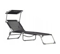 MultiGarden regulējams dārza zvilnis ar jumtiņu, melns - garden sun lounger, lounger with canopy, foldable lounger