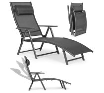 Multigarden ZRL020 saliekams dārza un pludmales zvilnis, pelēks - garden lounger, beach lounger, folding lounger