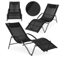 Multigarden LG033 dārza zvilnis ar galvas balstu, melns - garden lounger, lounger with headrest