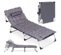 MultiGarden GMFC-20180 saliekams dārza sauļošanās krēsls ar matraci, pelēks - garden lounger, sun lounger