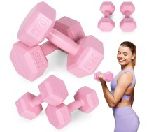 Modernhome HCD-4-PK sešstūra hanteles, 2x2 kg, rozā - dumbbells 2kg, fitness dumbbells, hex dumbbells