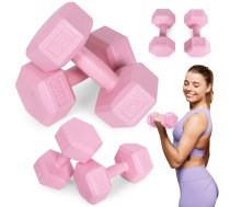 Modernhome HCD-6-PK sešstūra hanteļu komplekts 2x3 kg, rozā - 3kg dumbbells, dumbbell set, hex dumbbells