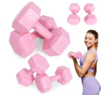 Modernhome HCD-10-PK sešstūra hanteles, 2 x 5 kg, rozā - dumbbells, hexagonal dumbbells, fitness dumbbells